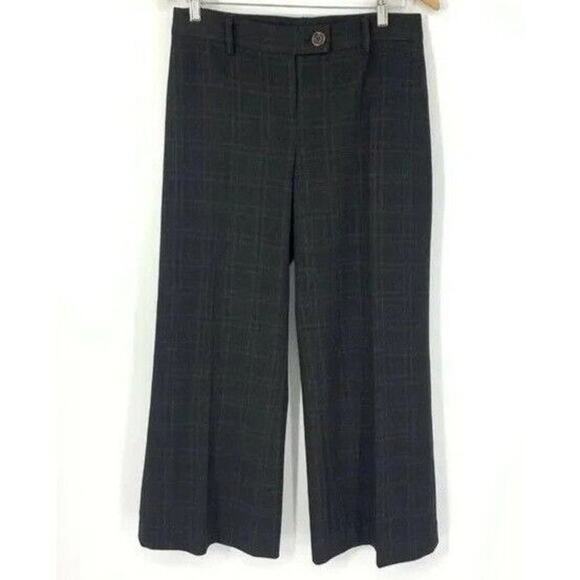 CAbi Straight Wide Leg Trouser Dress Pant Career Belt Loop 8 Brown Grey Plaid - Picture 13 of 14